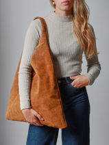 Schoudertas A4 Velvet Leder Milano Bruin velvet VE25069-vue-porte